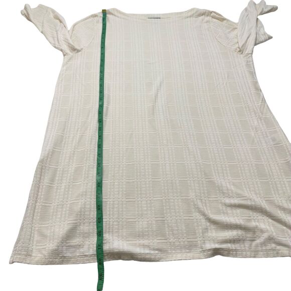 J.JILL Wearever Windowpane Cream Plaid Rayon Jersey 3/4 Sleeve Tunic Large - Picture 10 of 12